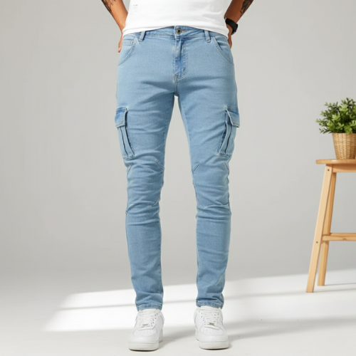 Men’s Tapered Cargo Denim Jeans | Stretch