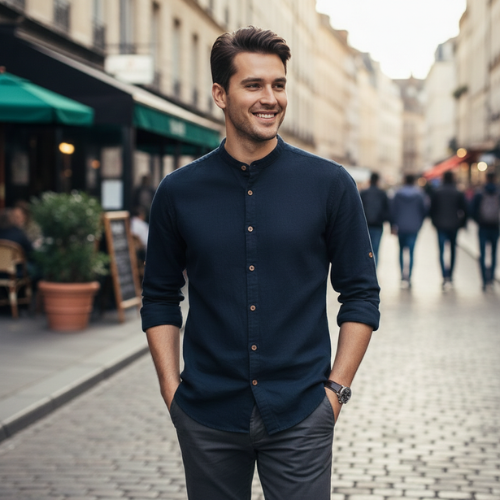 Men’s Structured Japanese Button-Up Shirt | Long Sleeve