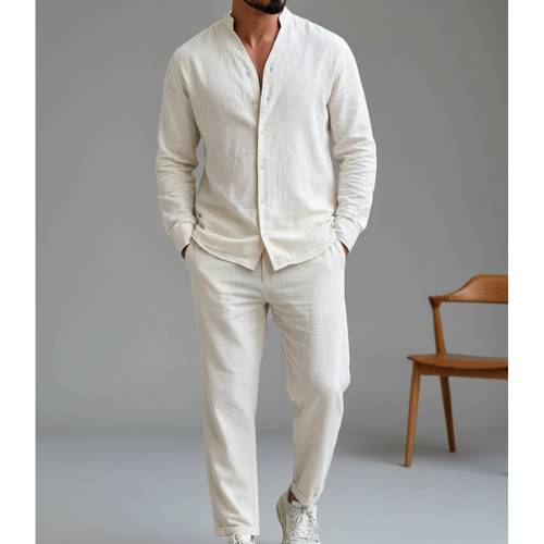 Men’s Structured Button-Up Shirt Set | Light