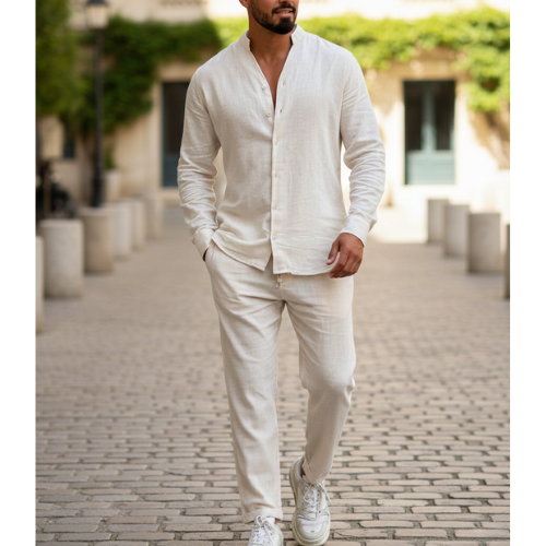 Men’s Structured Button-Up Shirt Set | Light