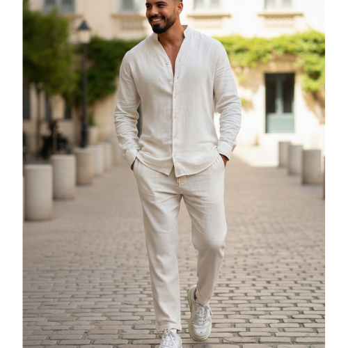 Men’s Structured Button-Up Shirt Set | Light