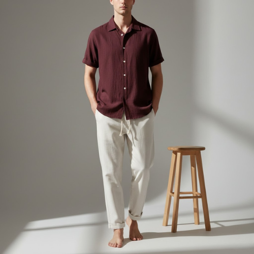 Men's Relaxed Button Shirt and Drawstring Pants | Co-Ord Set