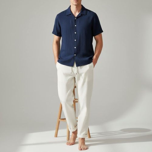 Men's Relaxed Button Shirt and Drawstring Pants | Co-Ord Set
