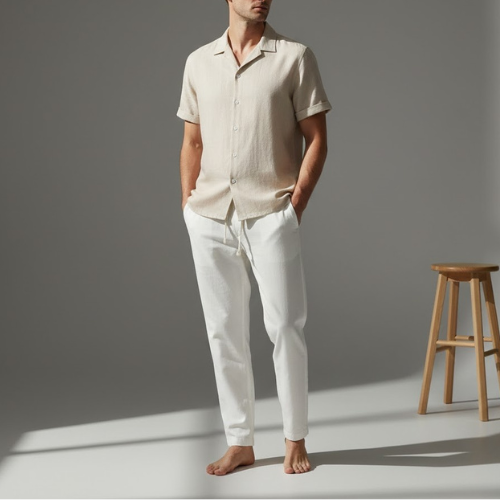 Men's Relaxed Button Shirt and Drawstring Pants | Co-Ord Set