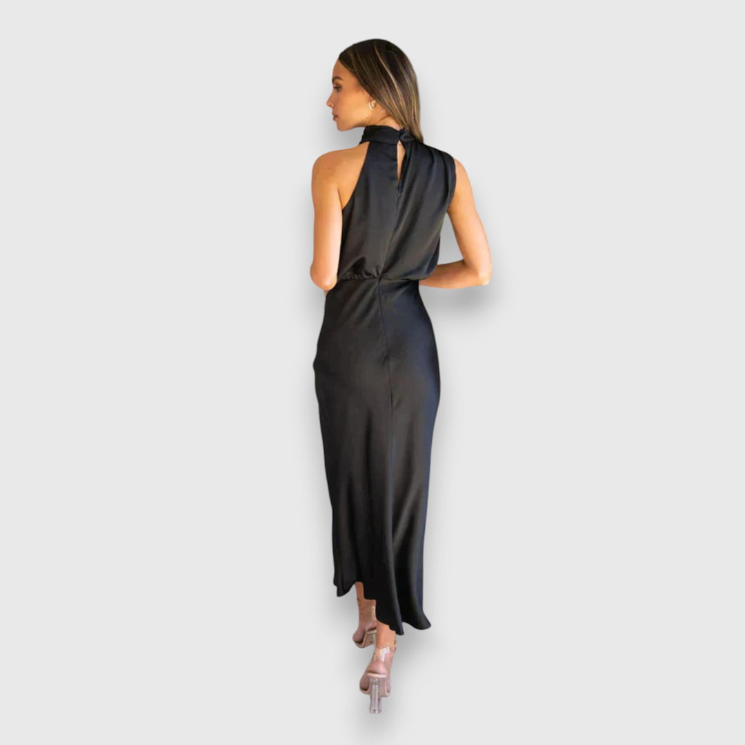 Satin-Midikleid für Damen – Neckholder