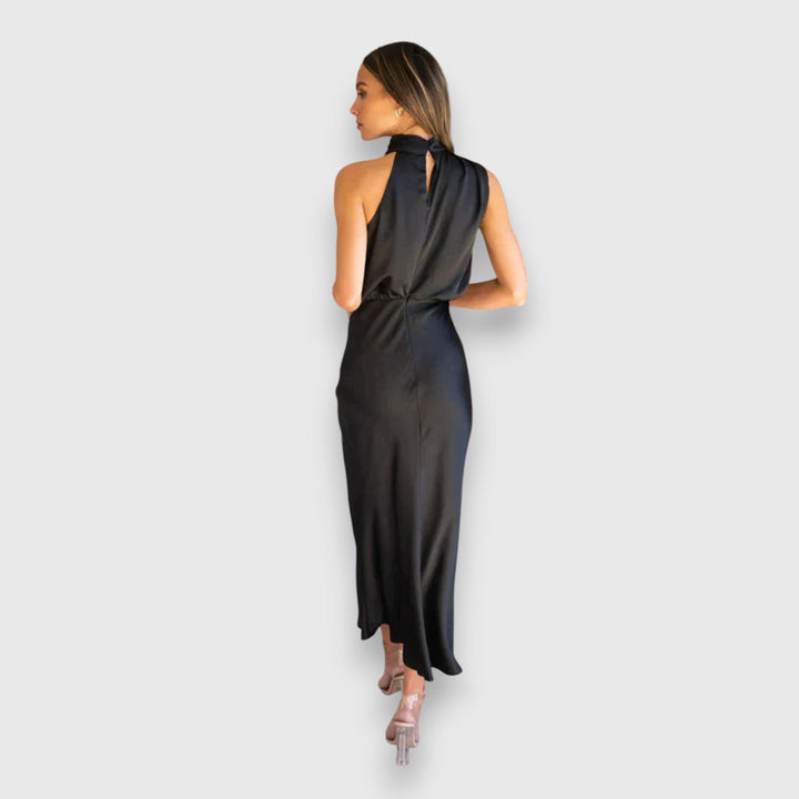 Satin-Midikleid für Damen – Neckholder