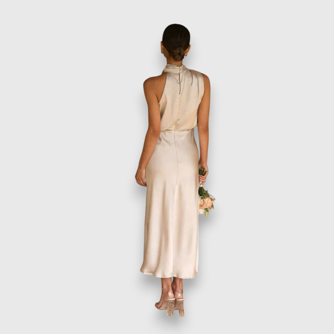 Satin-Midikleid für Damen – Neckholder