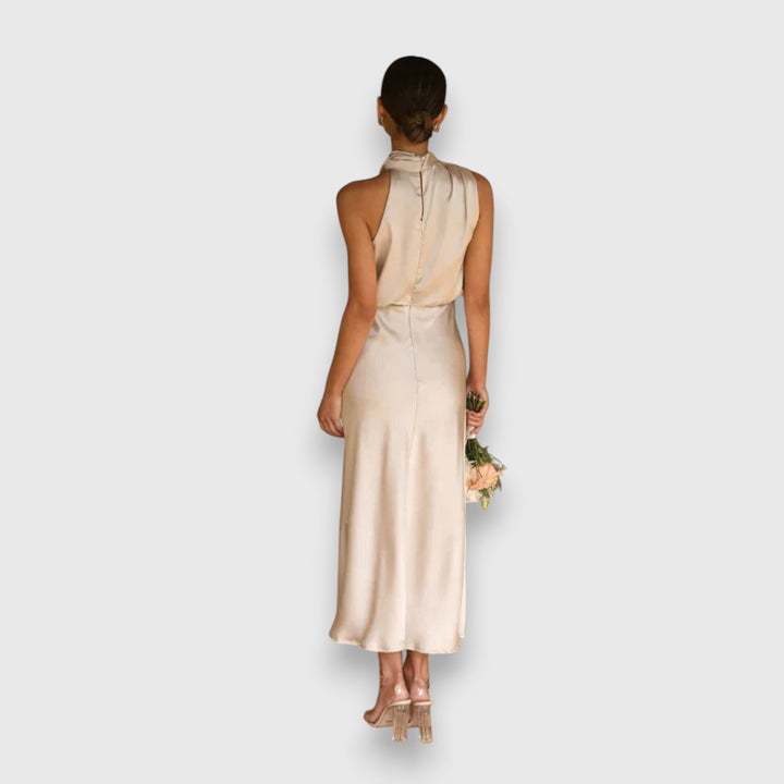Satin-Midikleid für Damen – Neckholder