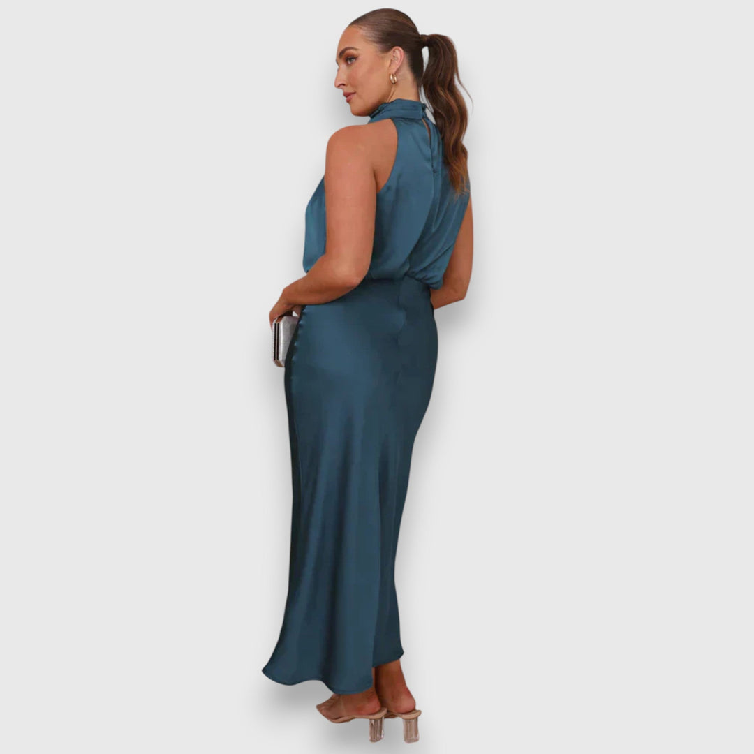 Satin-Midikleid für Damen – Neckholder