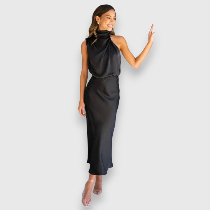 Satin-Midikleid für Damen – Neckholder